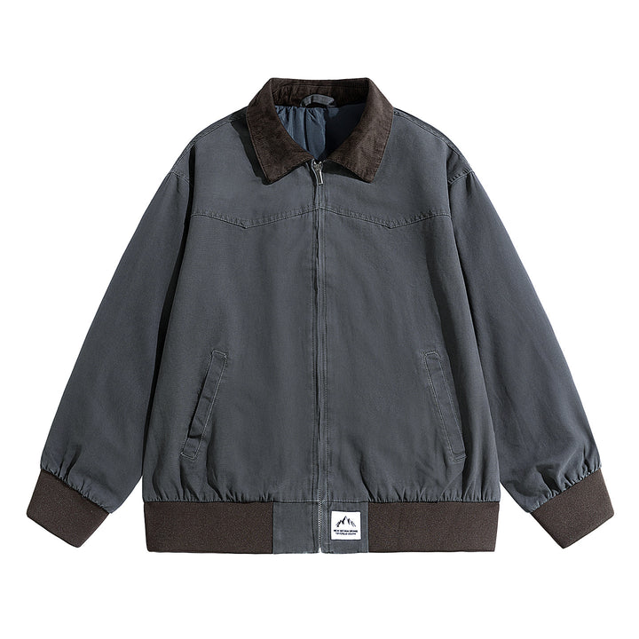 Herren Oversize-Field-Bomberjacke mit Cordkragen, elastischem Saum & verdecktem Reißverschluss Drune