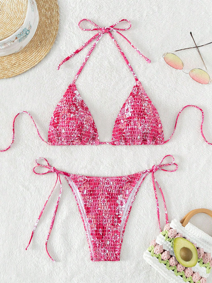Damen Triangel-Bikini mit verspieltem Blumenmuster Drune