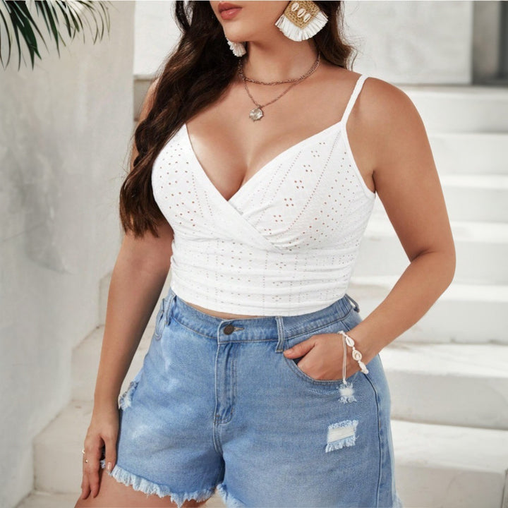 Damen Gesticktes Crop-Top Drune