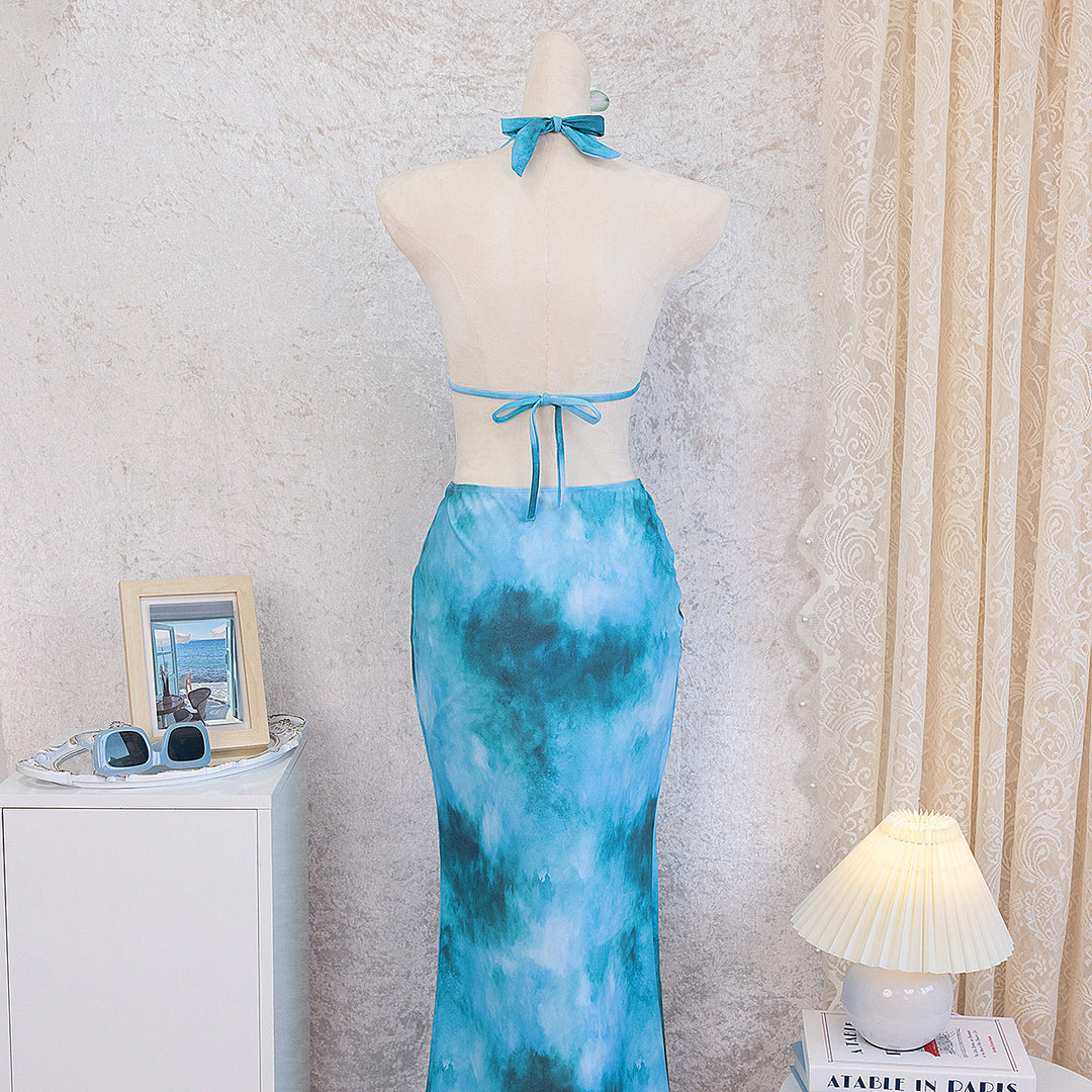 Damen Elegantes Strandkleid mit tiefem Rückenausschnitt Drune