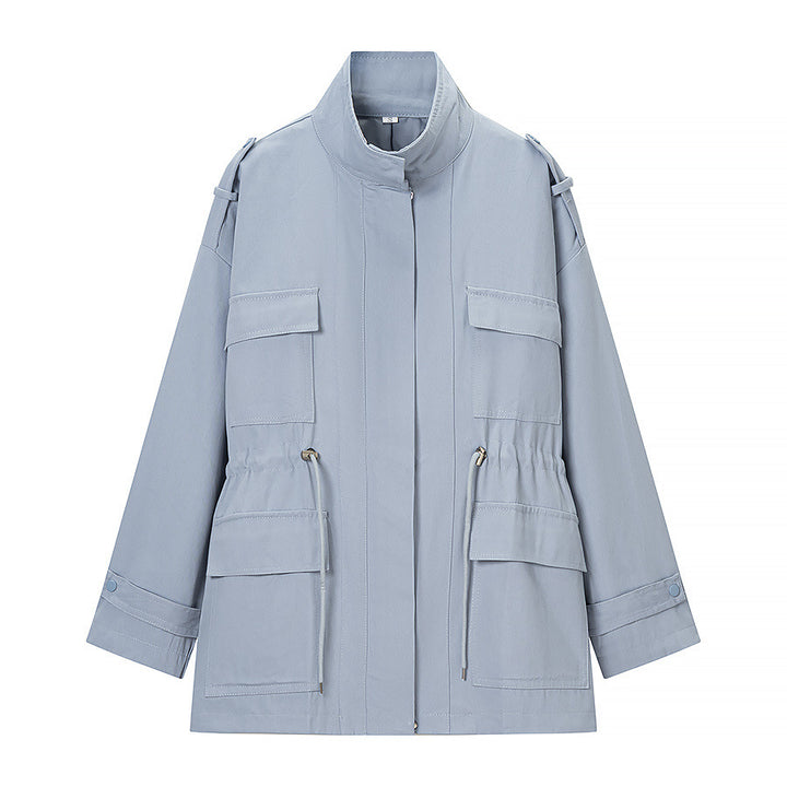 Damen Utility-Jacke mit Kordelzug, Stehkragen und aufgesetzten Taschen Drune