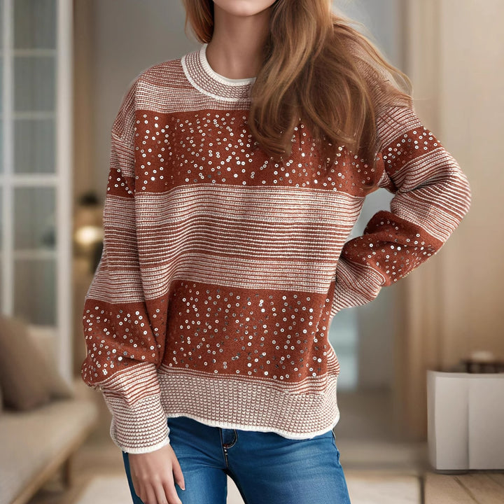 Damen modischer Pullover mit funkelnden Applikationen Drune