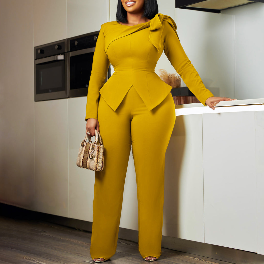 Damen eleganter Jumpsuit mit asymmetrischem Design und schickem Schlingenakzent Drune