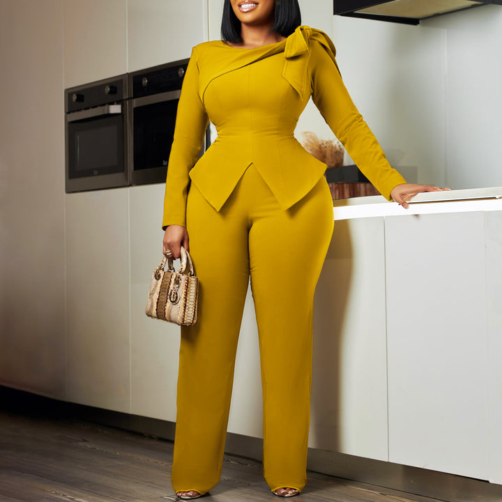 Damen eleganter Jumpsuit mit asymmetrischem Design und schickem Schlingenakzent Drune