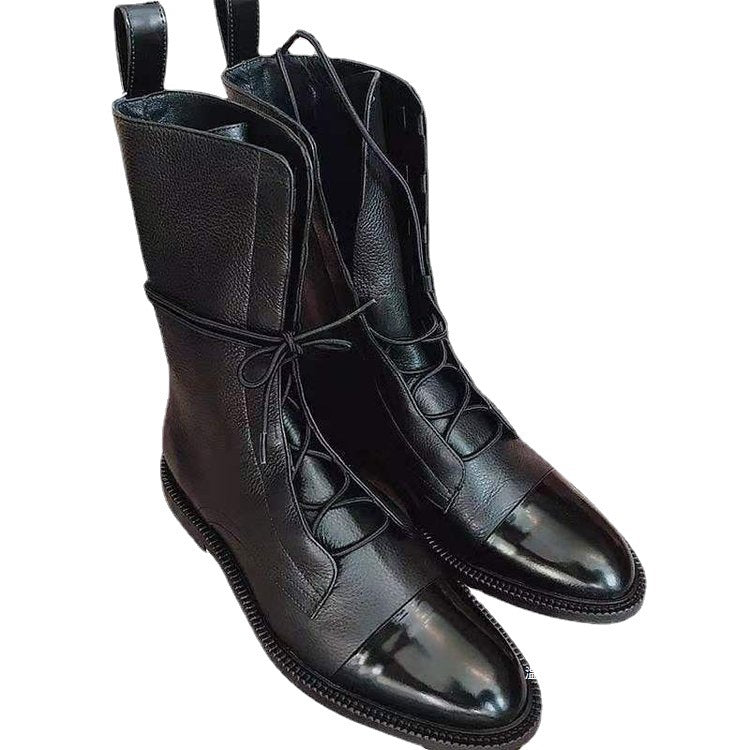 Damen nan elegante Schnür-Boots mit Kappenzehen, verziertem Schnürdetail und praktischen Zugschlaufen Drune
