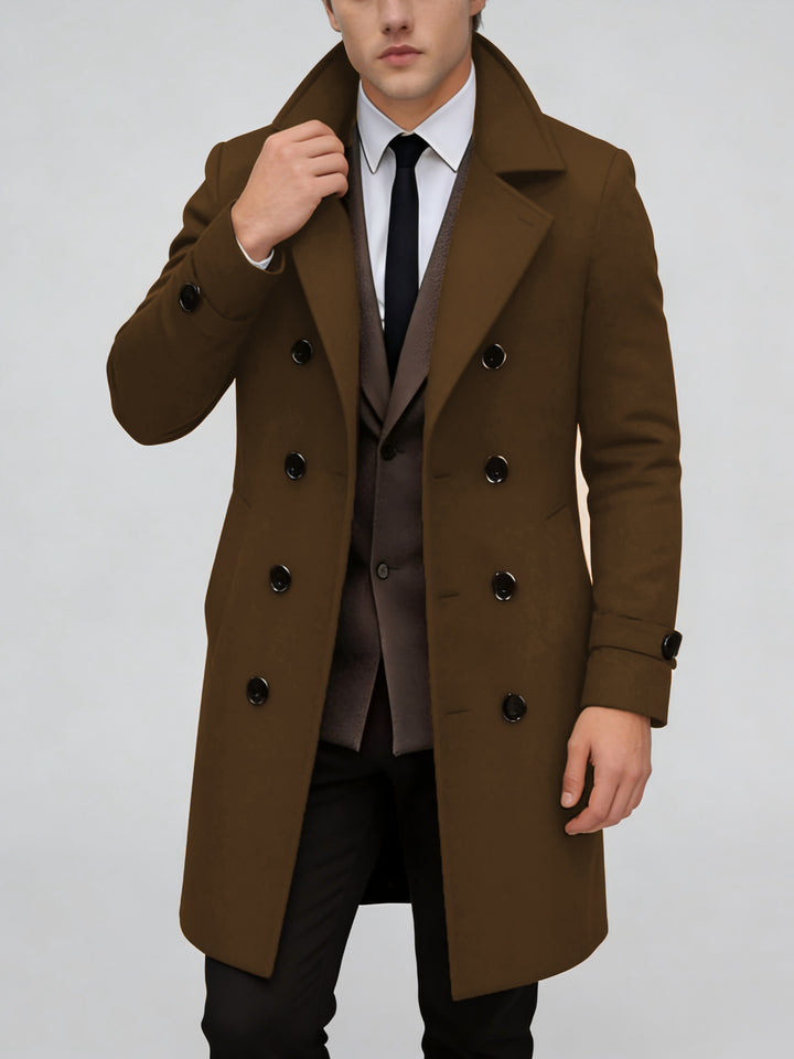 Herren Eleganter einreihiger Langmantel aus Wollmix mit schmaler Silhouette und Reverskragen Drune