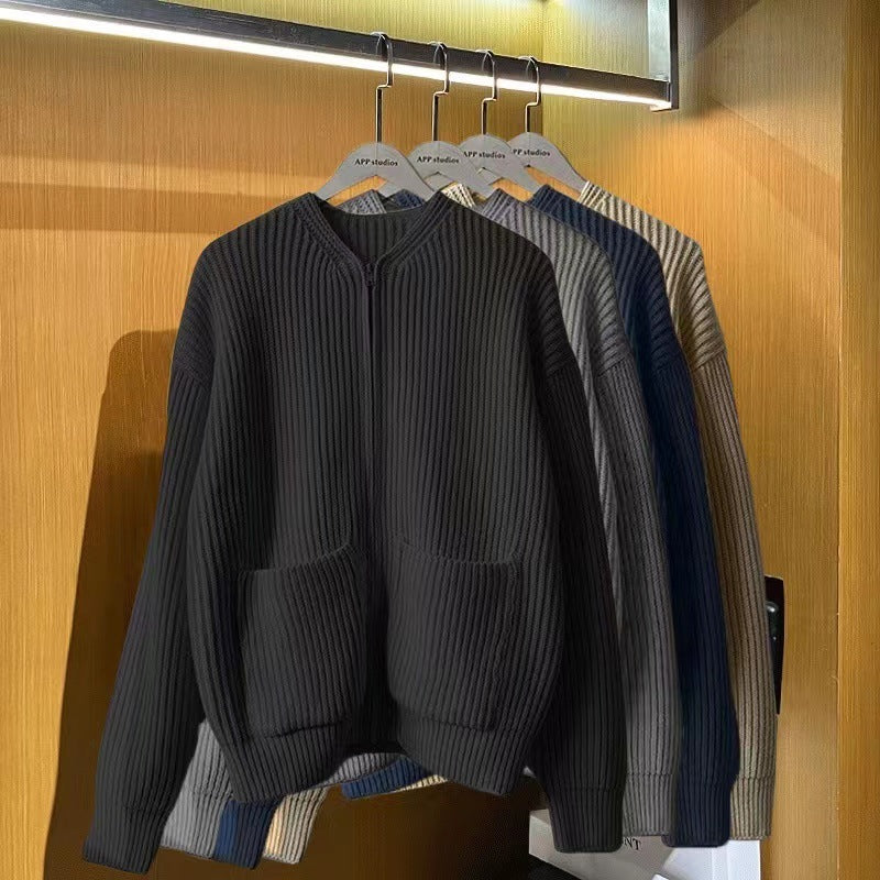 Damen Modische Strickjacke mit Reißverschluss Drune