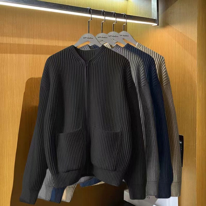 Damen Modische Strickjacke mit Reißverschluss Drune