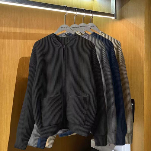 Damen Modische Strickjacke mit Reißverschluss Drune