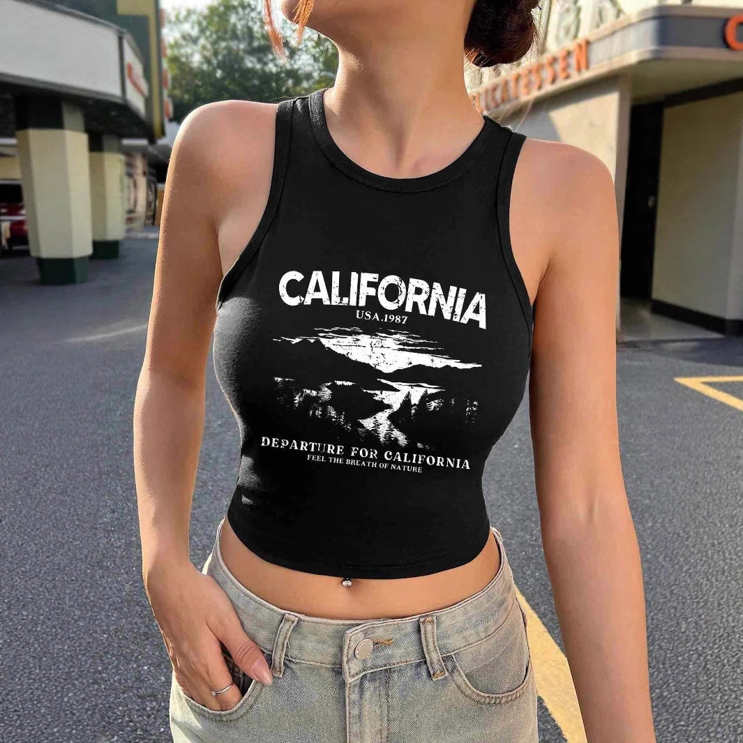 Damen Crop-Top mit kreativem California-Design Drune