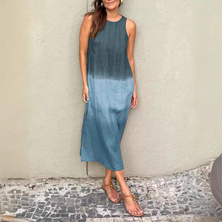 Drune | Lässiges Baumwoll-Leinen Ärmelloses Gradient-Kleid