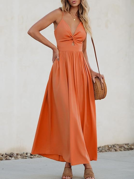 Damen Maxikleid mit schickem Knotendetail und fließendem Schnitt Drune