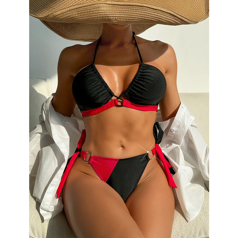 Damen Triangel-Bikini mit verstellbaren Trägern und sportlichem Rüschendesign Drune
