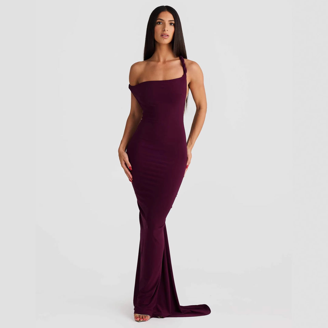 Damen Elegant geschnittenes Abendkleid mit schulterfreiem Design und raffinierten Drapierungen Drune