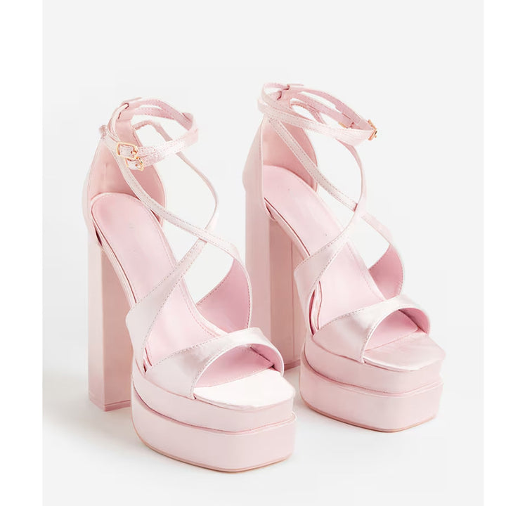 Damen Chunky Plattform High Heel Sandalen Drune