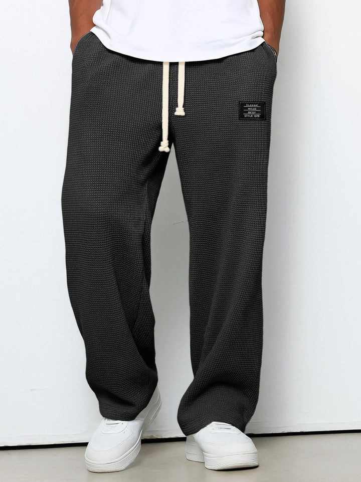 Herren nan lässige Waffelstrick Loungehose mit Kordelzug und geradem Schnitt Drune