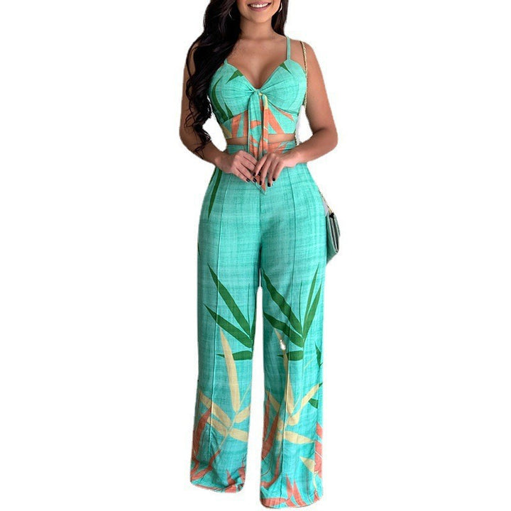 Damen Elegantes Set mit Kombination aus Crop-Top und weitem Hosen Drune
