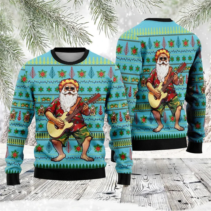 Drune | Buntes Santa Claus Cartoon Druck - Schwarzer Feiertags-Icon Pullover