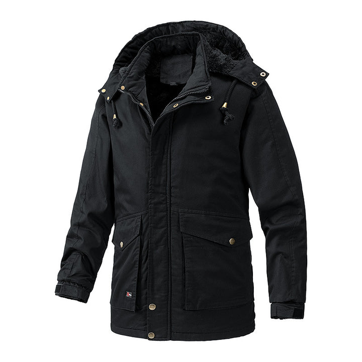 Herren Canvas-Parka mit Sherpa-Innenseite, verlängerter Schnitt und Utility-Ärmeltasche Drune