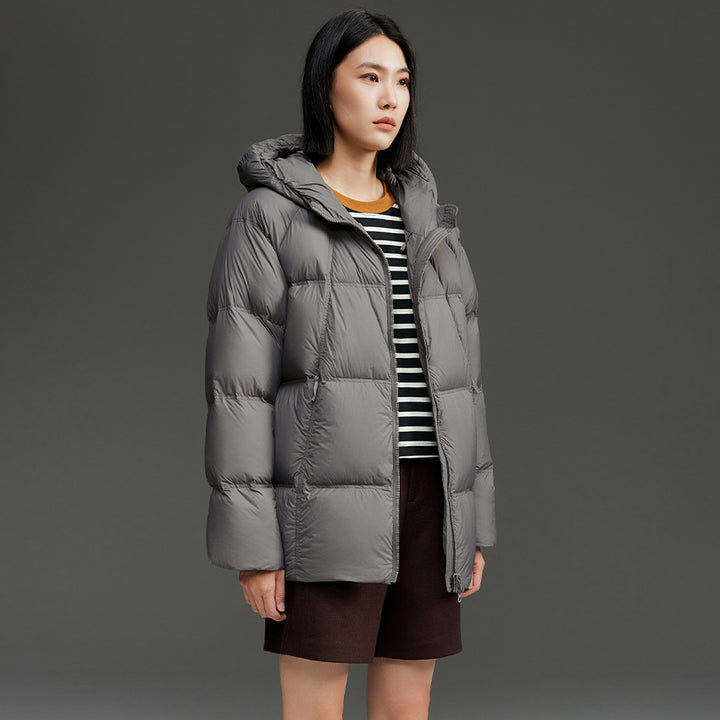 Damen Kurz geschnittene Boxy‑Steppjacke mit abnehmbarer Kapuze und Thermo‑Isolierung Drune