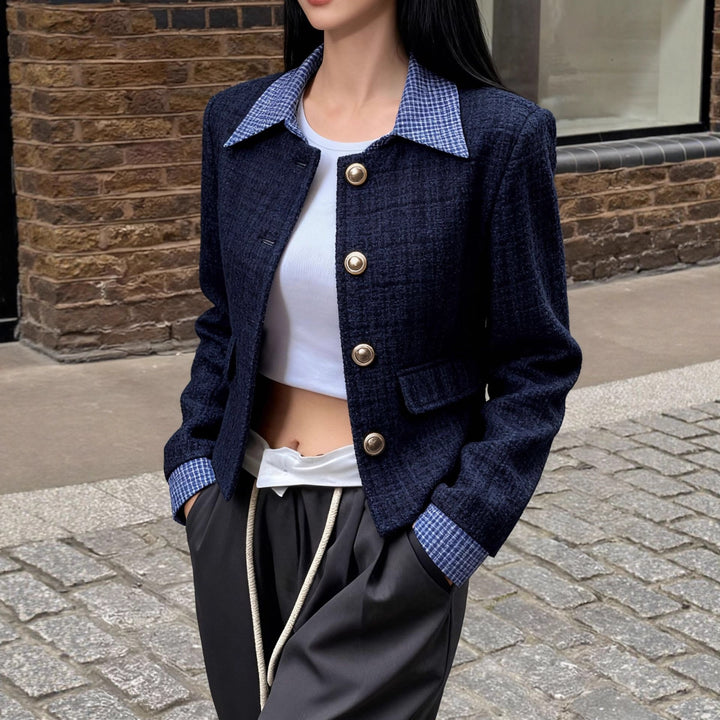 Damen Kurzjacke aus Bouclé mit integrierter Hemdkragen-Optik Drune