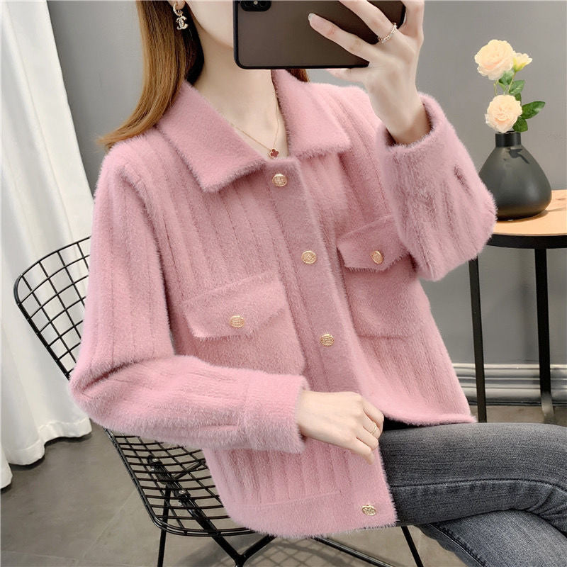 Damen kuschelige Strickjacke mit aufwendigen Knopfdetails und praktischen Taschen Drune