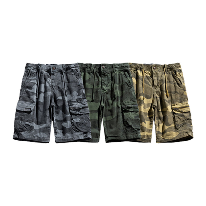 Herren Camouflage-Cargo-Shorts mit elastischem Tunnelzugbund und Multifachtaschen Drune