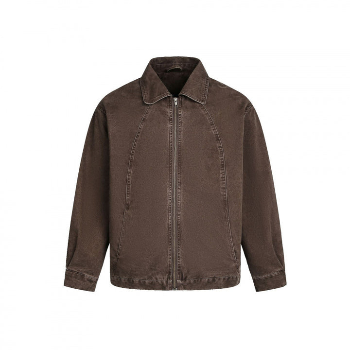 Herren Oversized Canvas-Jacke mit Hemdkragen, Raglannähten und durchgehendem Reißverschluss Drune