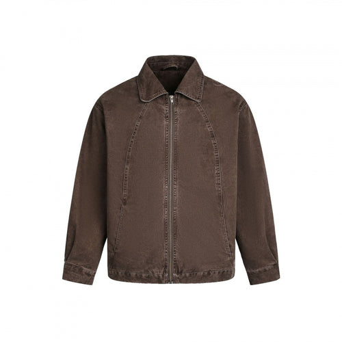 Herren Oversized Canvas-Jacke mit Hemdkragen, Raglannähten und durchgehendem Reißverschluss Drune