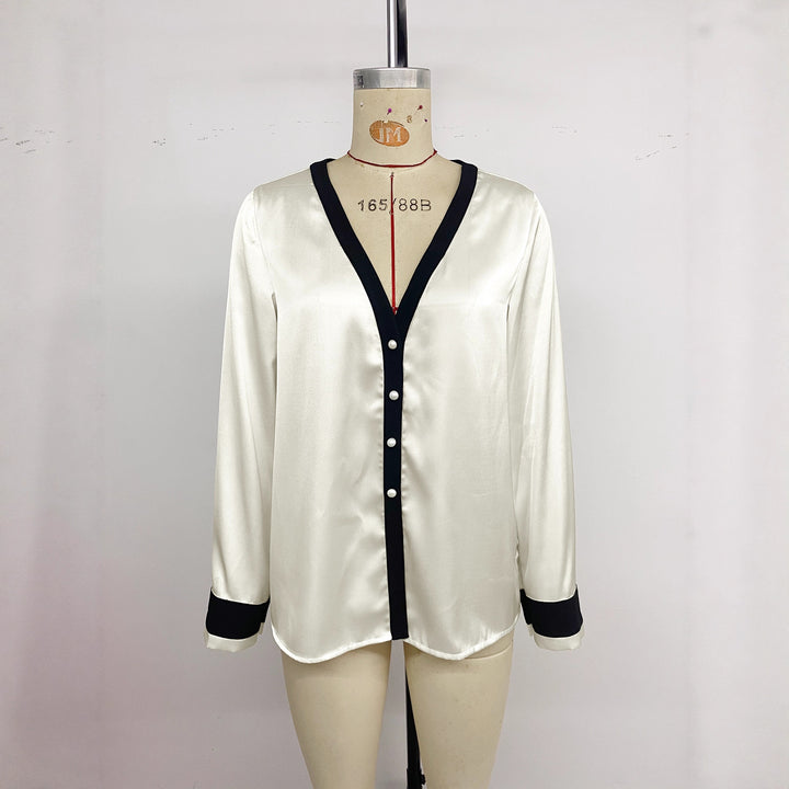 Damen Elegante Bluse mit Kontrastkanten Drune