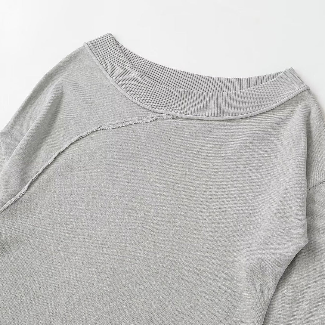 Damen Asymmetrisches Feinstrick-Longsleeve mit weitem U-Boot-Ausschnitt Drune