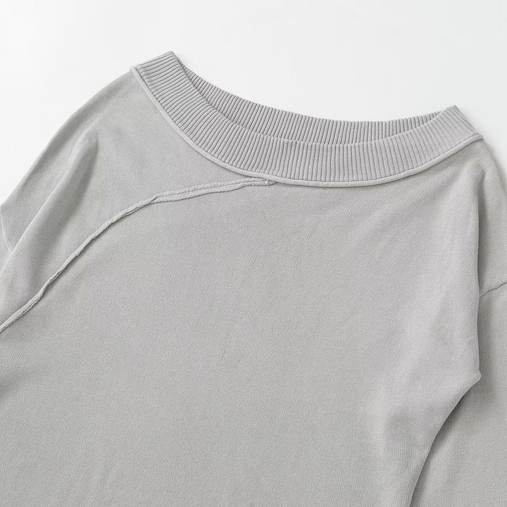 Damen Asymmetrisches Feinstrick-Longsleeve mit weitem U-Boot-Ausschnitt Drune