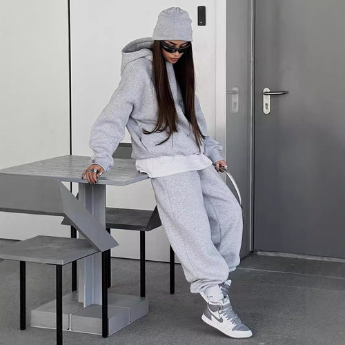 Damen Kuschelige Sweatshirt- und Jogginghose-Kombination Drune