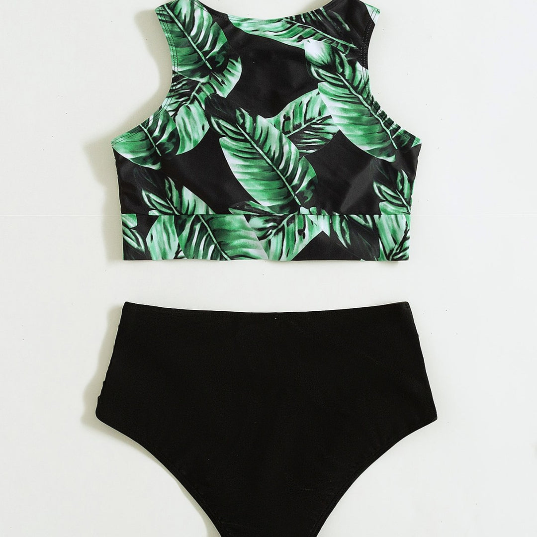 Damen Hochgeschnittener Bikini mit knotenförmigem Oberteil Drune