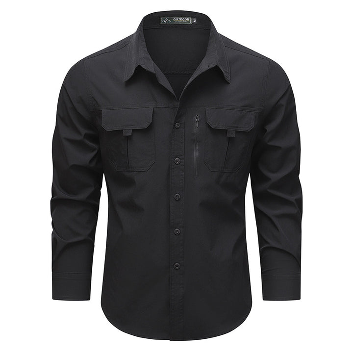 Herren Outdoor-Utility-Hemd mit Mehrfach-Taschen und Reißverschluss Drune