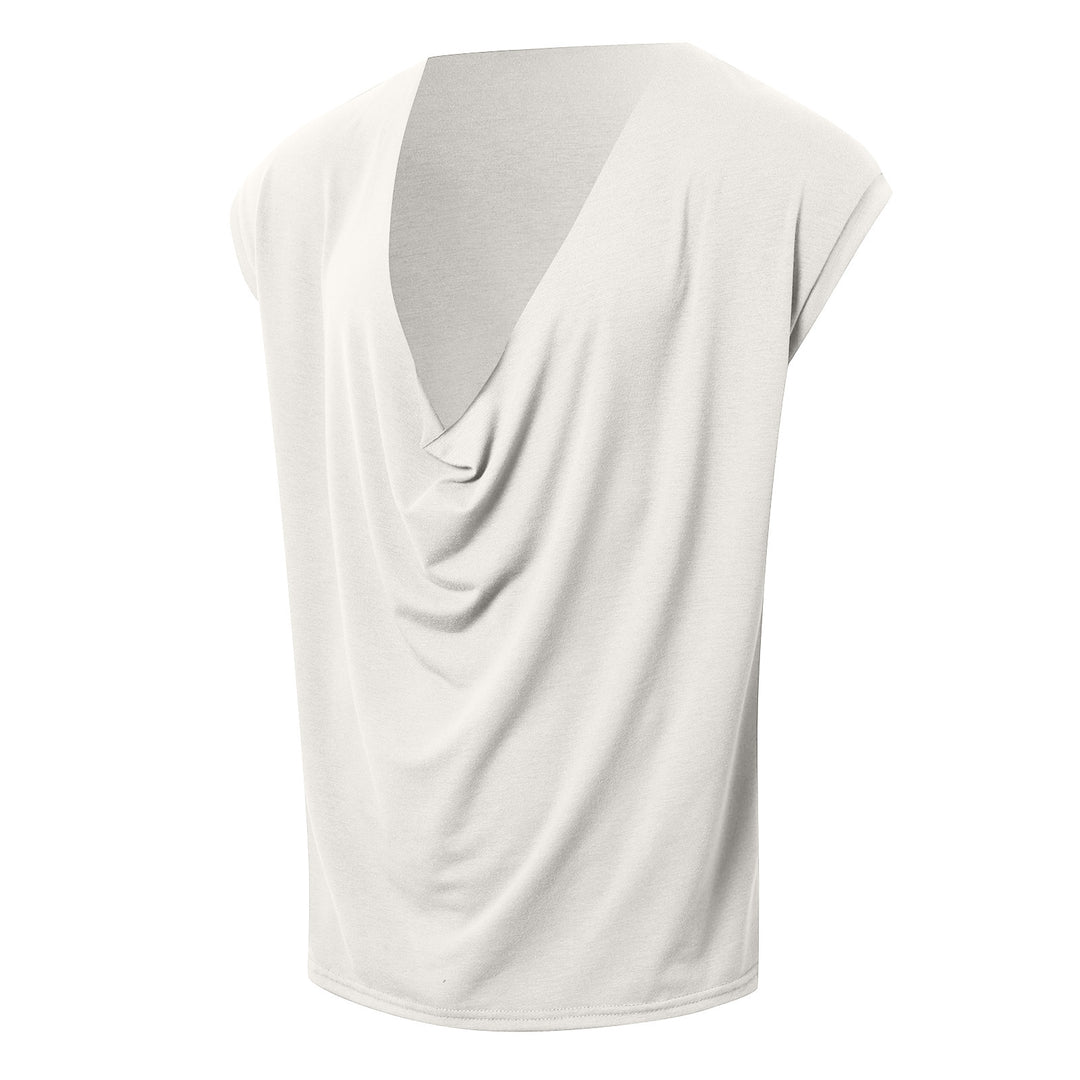 Damen nan drapiertes Longtop mit tiefem Wasserfall-Rücken und überschnittener Schulter Drune