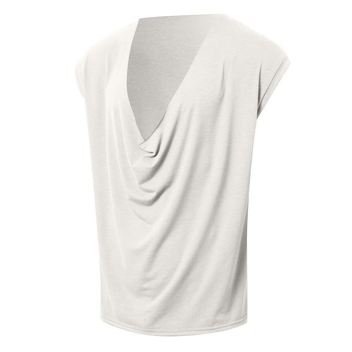 Damen nan drapiertes Longtop mit tiefem Wasserfall-Rücken und überschnittener Schulter Drune
