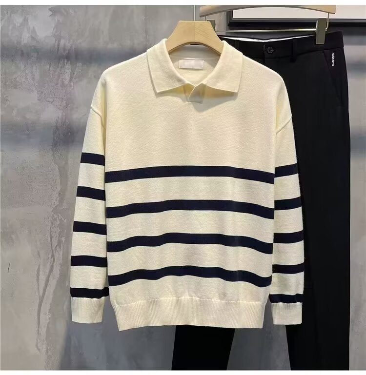 Herren Modisches Strickoberteil mit Streifen Drune