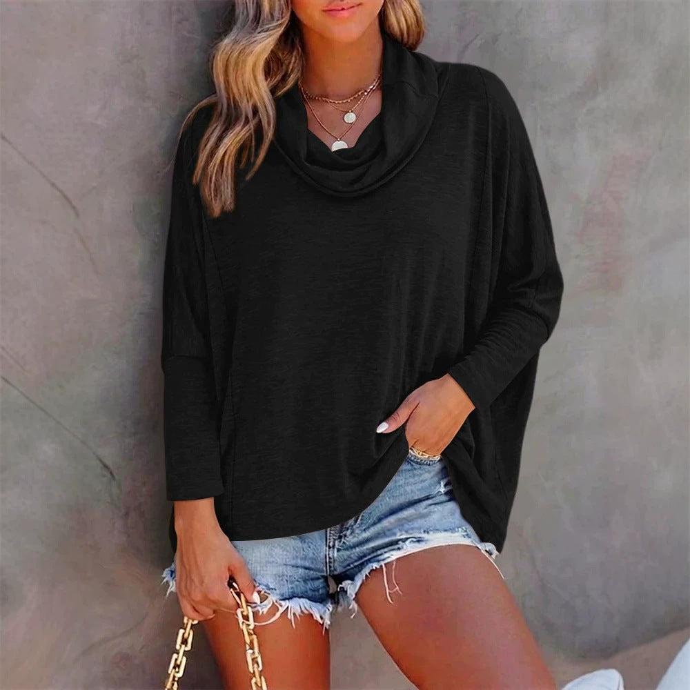 Damen Oversized Schalkragen-Longsleeve mit Fledermausärmeln Drune