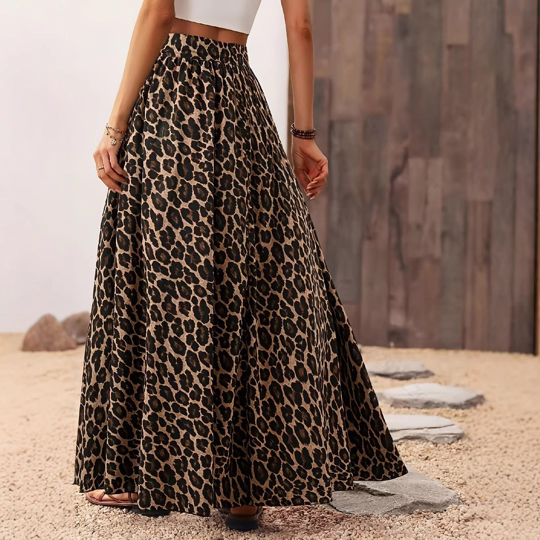 Damen Maxirock mit leopardenmuster Drune