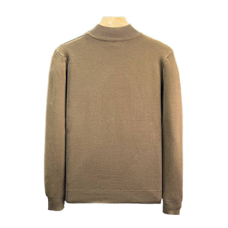 Herren Feinstrick-Pullover mit kurzem Stehkragen und geometrischem Intarsia-Design Drune
