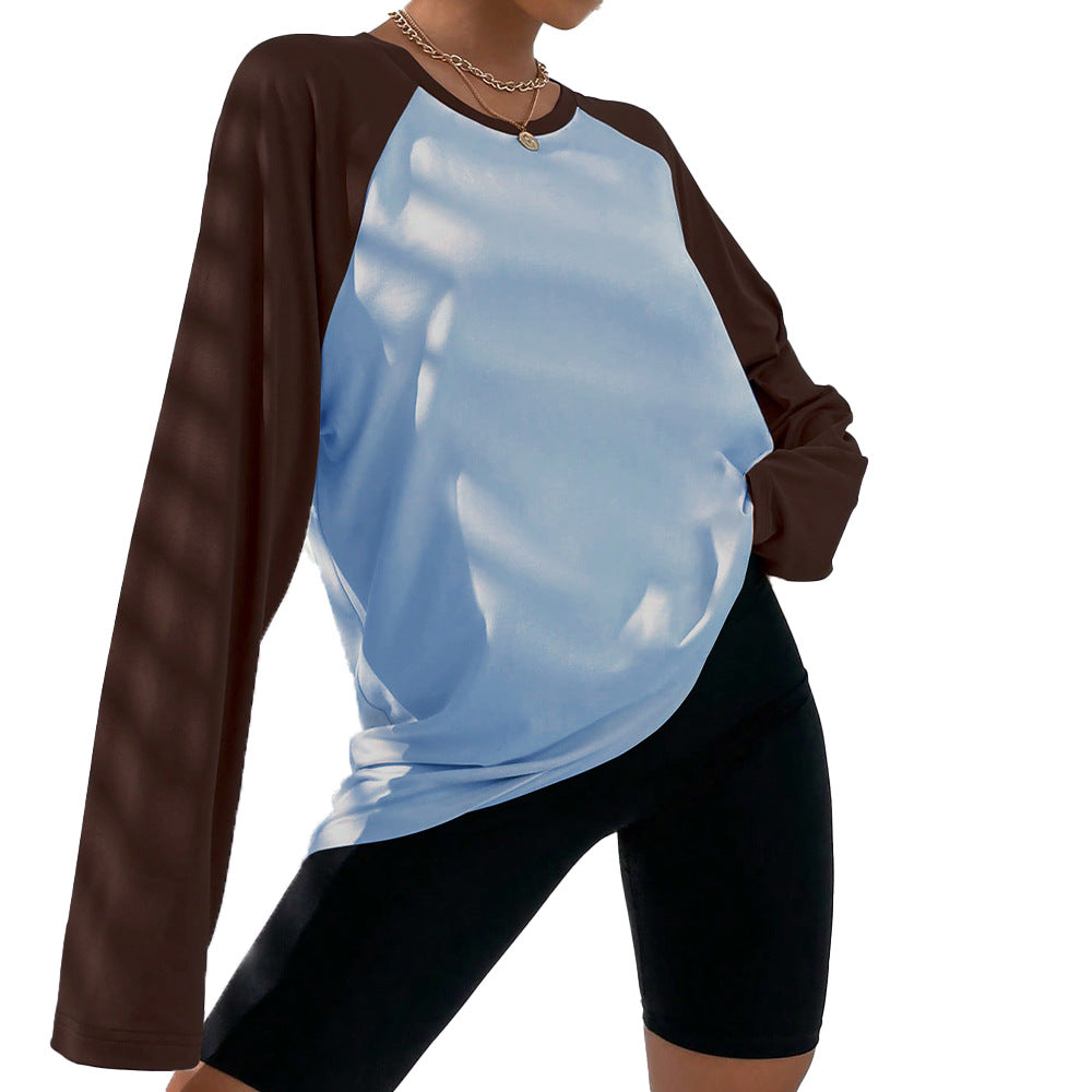 Damen oversized Raglan-Langarmshirt mit weitem Glockenärmel lässiger Silhouette und sportiver Crew-Neck Drune