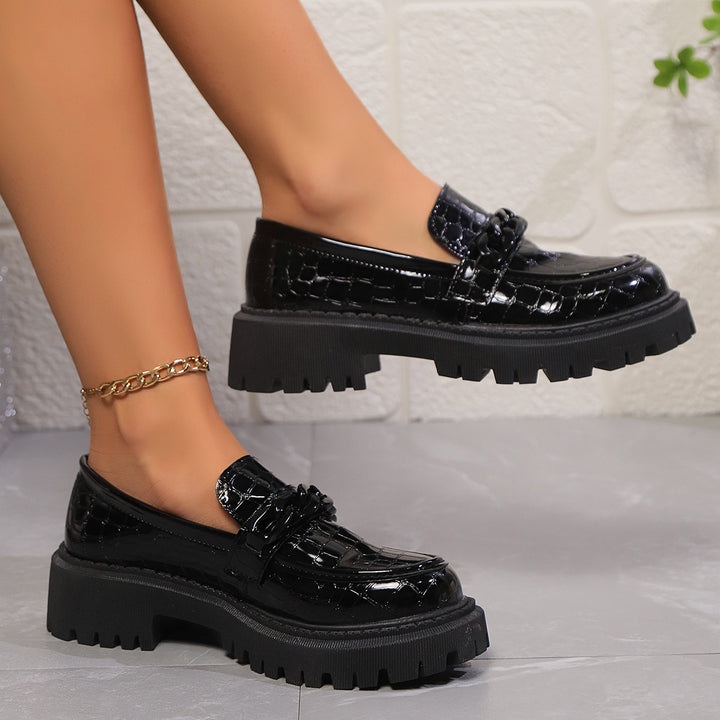Damen Modische Loafers im eleganten Krokodil-Look mit stabiler Profilsohle Drune