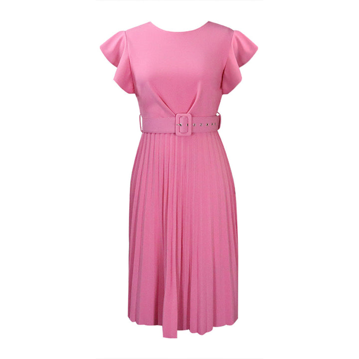 Damen Plissee Kleid mit gefaltetem Rock und Gürtel Drune