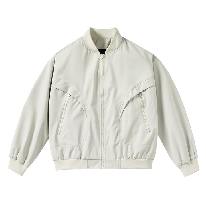 Unisex  lightweight stretch shell zip-front bomber jacket with curved zip utility pockets Drune