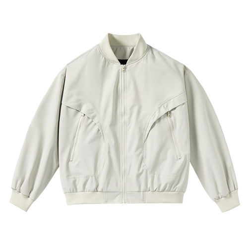 Unisex  lightweight stretch shell zip-front bomber jacket with curved zip utility pockets Drune
