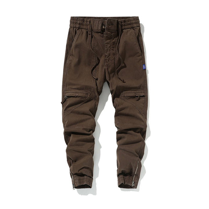 Herren Funktionale Cargo-Joggerhose mit Knieabnähern, Reißverschluss-Knöchel und Elastikbund Drune