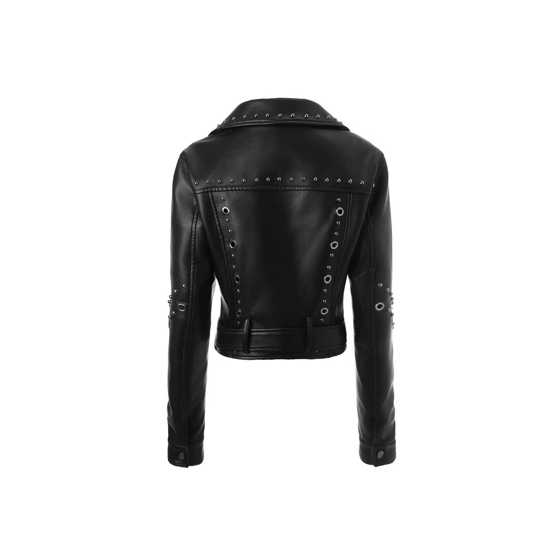 Damen Modische Bikerjacke mit Nieten Drune
