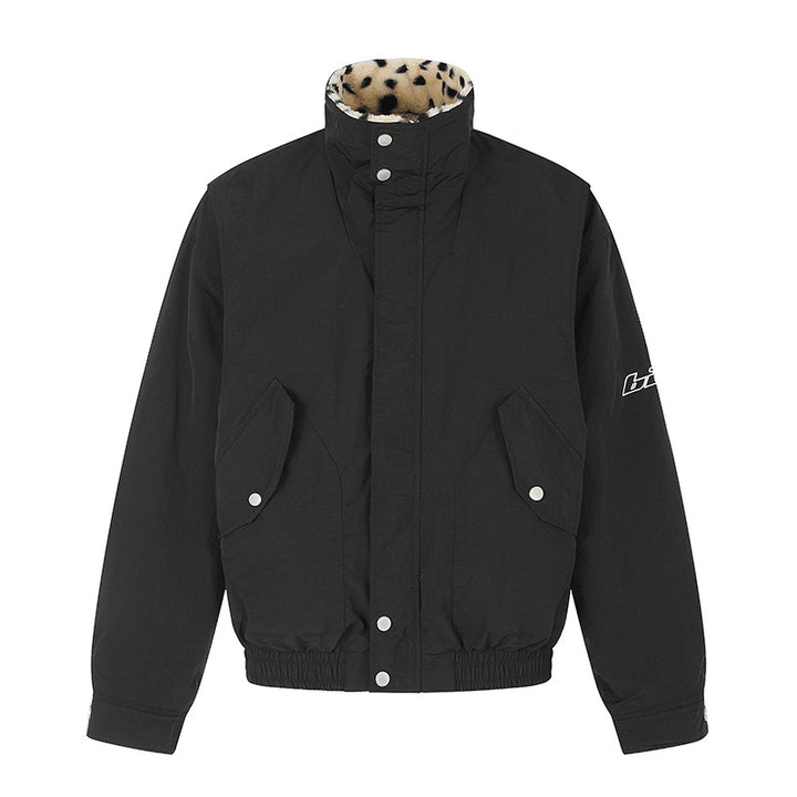 Damen Wattierte Blousonjacke mit Stehkragen und Leo‑Futter Drune