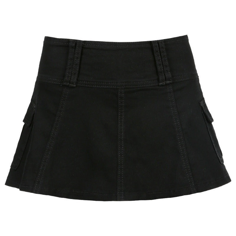 Damen Minirock mit seitlichen Taschen und hohem Bund Drune